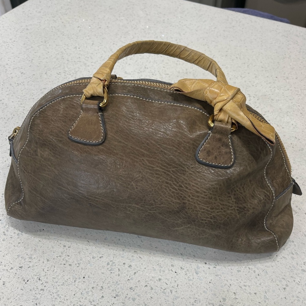 Miu Miu Lamb Skin and Crocodile Handle Handbag